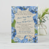 Zeester en Blue Hydrangea bruiloft Kaart (Staand voorkant)