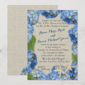 Zeester en Blue Hydrangea bruiloft Kaart (Voorkant / Achterkant)
