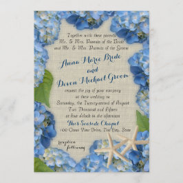 Zeester en Blue Hydrangea bruiloft Kaart