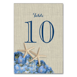 Zeester en Blue Hydrangea Tafelnummer Kaart