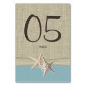 Zeester en Burlap Blue Table Number Kaart (Achterkant)