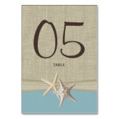 Zeester en Burlap Blue Table Number Kaart (Voorkant)