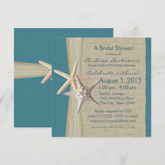 Zeester en Burlap Look Vrijgezellenfeest Kaart (Voorkant / Achterkant)