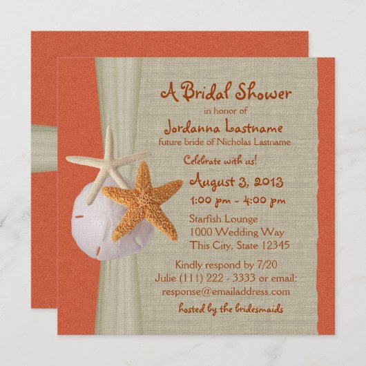 Zeester en Burlap Look Vrijgezellenfeest Kaart (Voorkant / Achterkant)