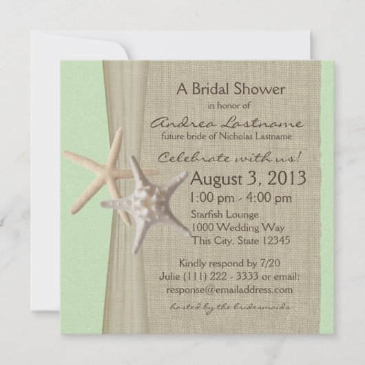 Zeester en Burlap Look Vrijgezellenfeest Kaart (Voorkant)