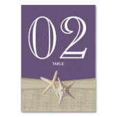 Zeester en Burlap Paarse tafel nummer Kaart (Achterkant)
