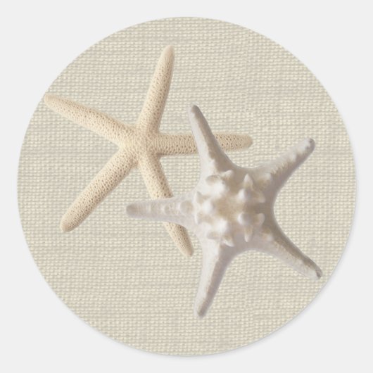 Zeester en Burlap Ronde Sticker (Voorkant)