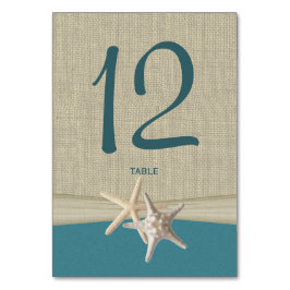 Zeester en Burlap tafel nummer Kaart