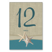 Zeester en Burlap tafel nummer Kaart (Achterkant)