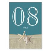 Zeester en Burlap tafel nummer Kaart (Achterkant)
