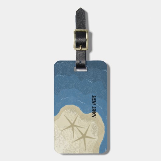 Zeester en een Blauwe Oceaan Bagagelabel (Voorkant verticaal)