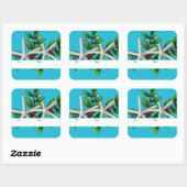 Zeester en hulst Kerstcadeau Stickers Aqua (Vel)