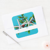 Zeester en hulst Kerstcadeau Stickers Aqua (Envelop)