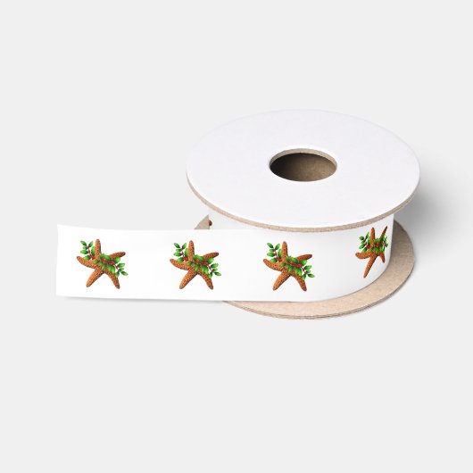 Zeester en hulst Kerstmis Witte Lint (Spoel)