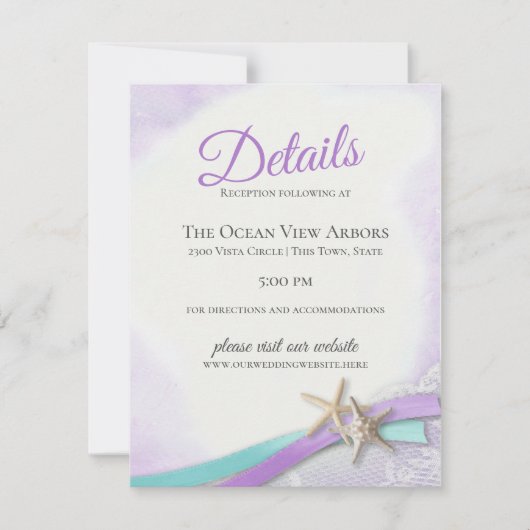 Zeester en Kant Paarse Details en Informatie Kaart (Voorkant)