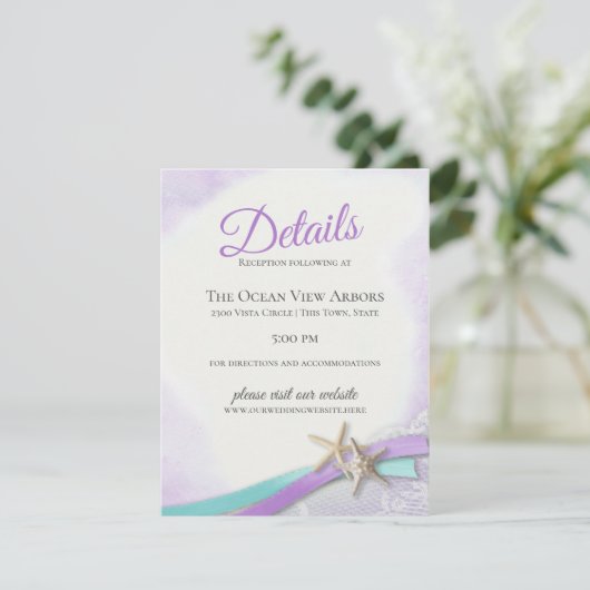 Zeester en Kant Paarse Details en Informatie Kaart (Staand voorkant)