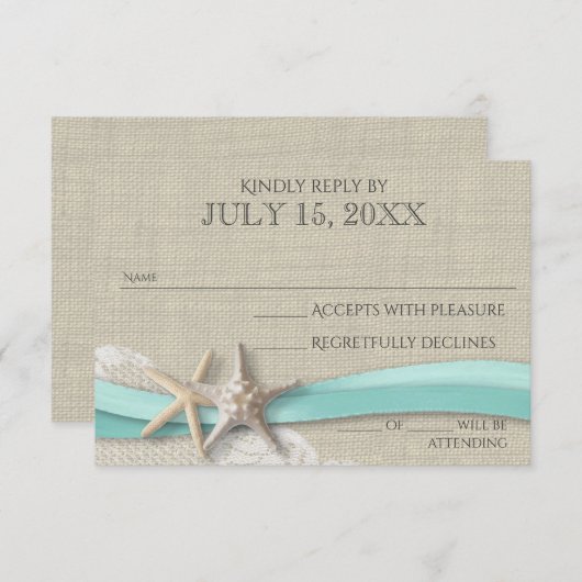 Zeester en Kant Rustieke Respons Kaart (Voorkant / Achterkant)