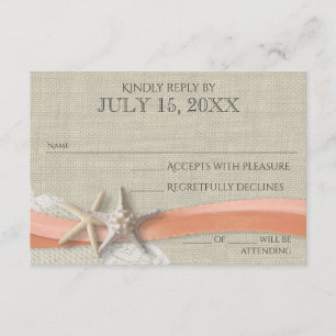 Zeester en kant strand koraal reactie RSVP kaartje