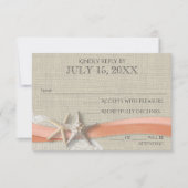 Zeester en kant  strand koraal reactie RSVP kaartje (Voorkant)