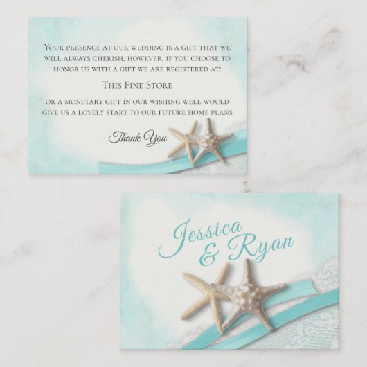 Zeester en Kant  Strand Wishing Well Informatiekaartje (Voorkant / Achterkant)