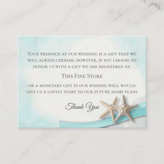 Zeester en Kant  Strand Wishing Well Informatiekaartje (Voorkant)