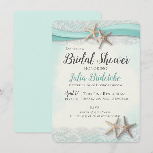 Zeester en Kant Vrijgezellenfeest Kaart (Voorkant / Achterkant)