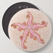 Zeester en Koraal Roze Pastel Patroon Ronde Button 6,0 Cm (Voorkant /achterkant)