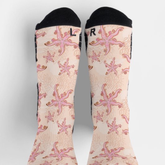 Zeester en Koraal Roze Pastel Patroon Sokken (Top)