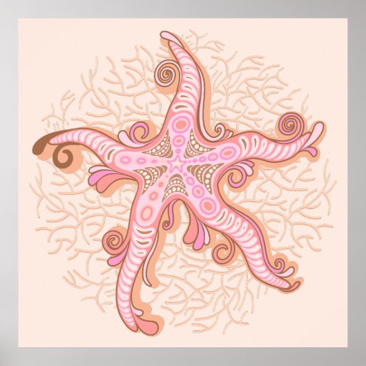 Zeester en Koraal Roze Pastel Poster (Voorkant)