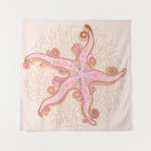 Zeester en Koraal Roze Pastel Wandkleed (Voorkant (horizontaal))