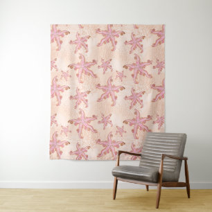 Zeester en Koraal Roze Pastel Wandkleed