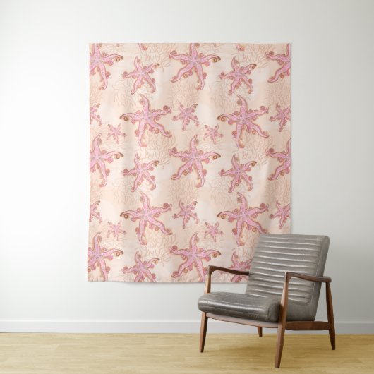 Zeester en Koraal Roze Pastel Wandkleed (In situ)