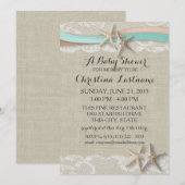 Zeester en lint Aqua Peach Baby shower Kaart (Voorkant / Achterkant)