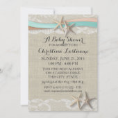 Zeester en lint Aqua Peach Baby shower Kaart (Voorkant)