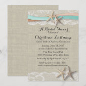 Zeester en lint Aqua Peach Vrijgezellenfeest Kaart (Voorkant / Achterkant)