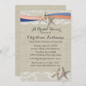 Zeester en lint Blue Coral Vrijgezellenfeest Kaart (Voorkant / Achterkant)