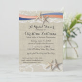 Zeester en lint Blue Coral Vrijgezellenfeest Kaart (Staand voorkant)