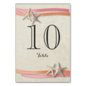 Zeester en lint Koraal en roze tafel nummer Kaart (Achterkant)