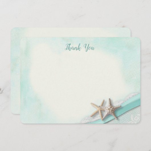 Zeester en lint platte Kaart Dank u (Voorkant / Achterkant)