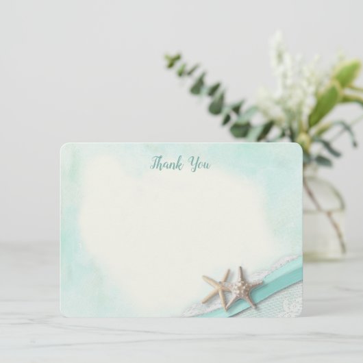 Zeester en lint platte Kaart Dank u (Staand voorkant)