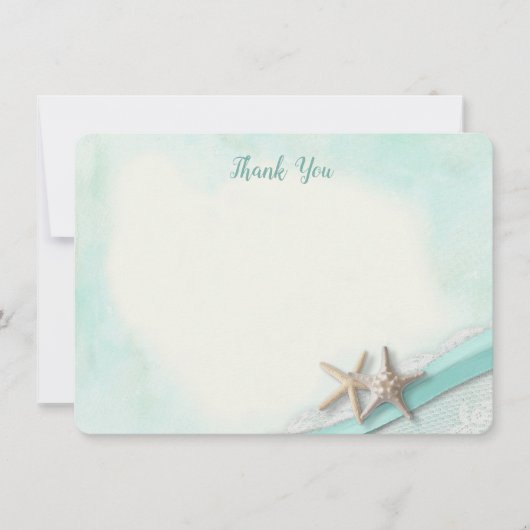 Zeester en lint platte Kaart Dank u (Voorkant)