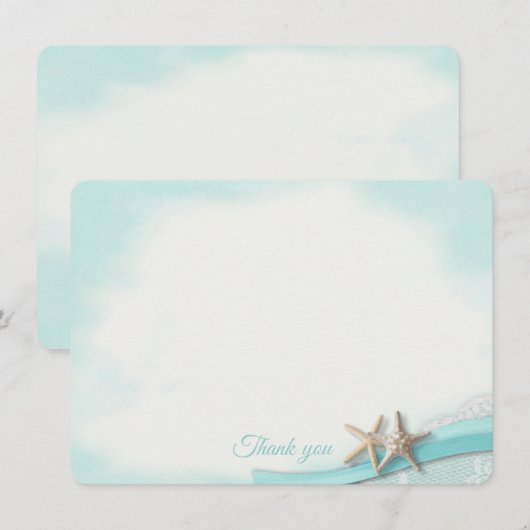 Zeester en lint platte Kaart Dank u (Voorkant / Achterkant)