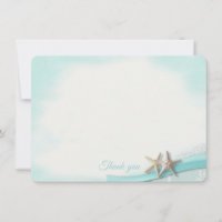 Zeester en lint platte Kaart Dank u