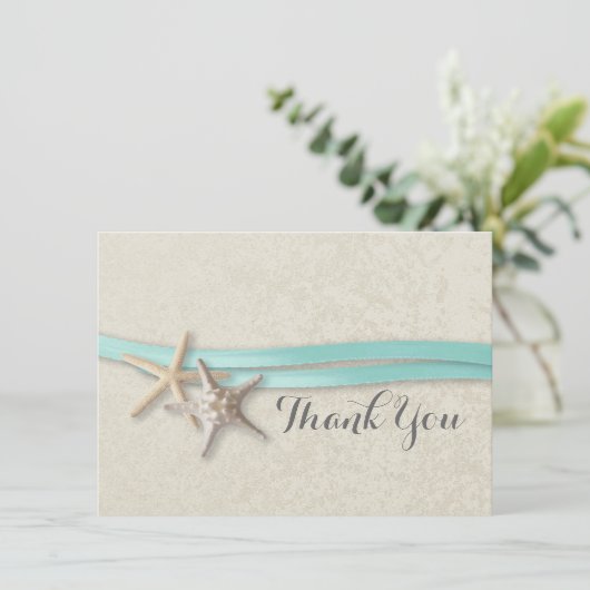 Zeester en lint platte Kaart Dank u (Staand voorkant)