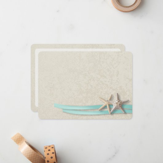 Zeester en lint platte Kaart Dank u Notitiekaartje (Voorkant / Achterkant in situ)