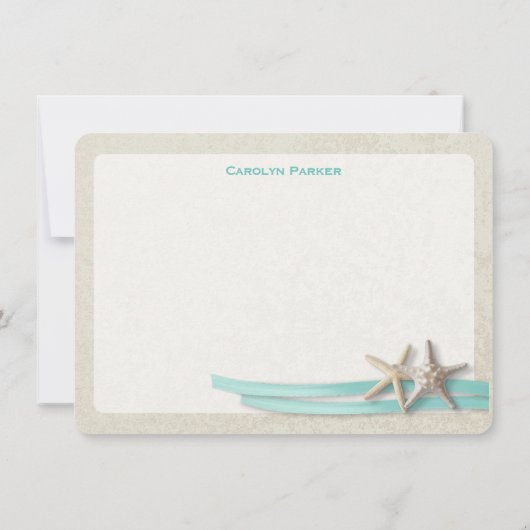 Zeester en lint platte Kaart Dank u Notitiekaartje (Achterkant)