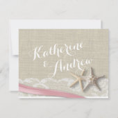 Zeester en lint strand roze RSVP (Achterkant)