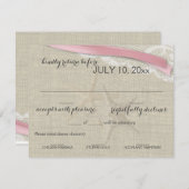 Zeester en lint strand roze RSVP (Voorkant / Achterkant)