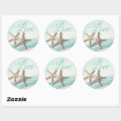 Zeester en lint Turquoise Liefde Ronde Sticker (Vel)