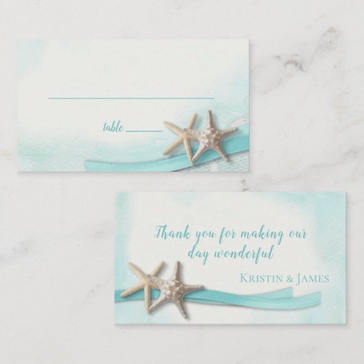 Zeester en lint Turquoise Place kaart Plaatskaartje (Voorkant / Achterkant)